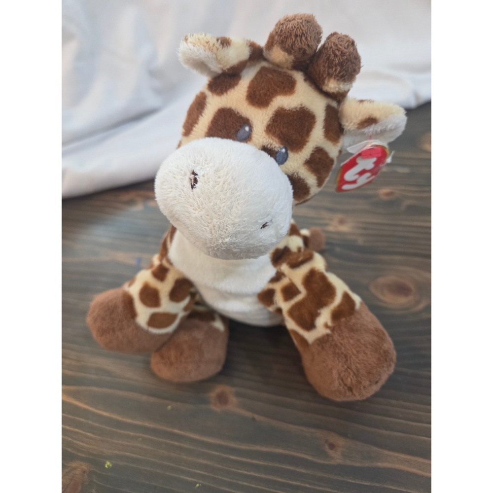 Ty Pluffies Tiptop Giraffe Plush Stuffed Animal Brown Cream Spotted 32075 9-10"